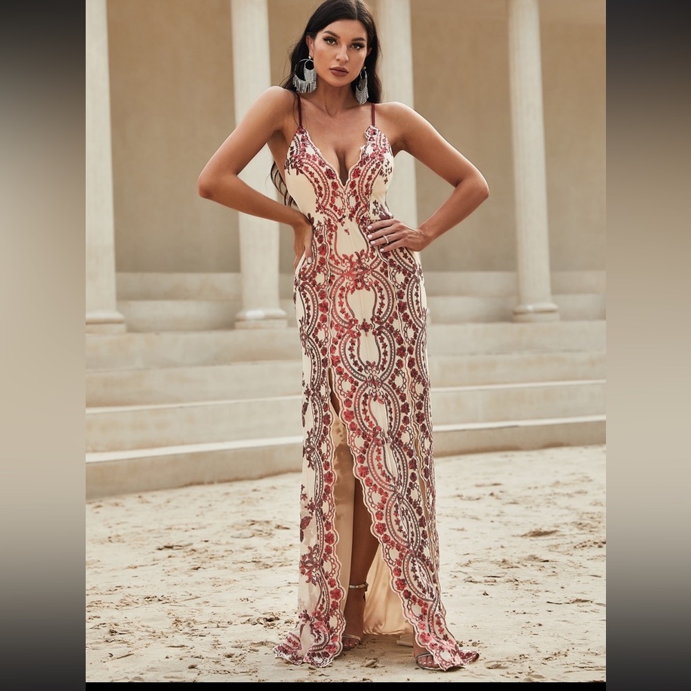 Beautiful Red and Tan Giffniseti Dress